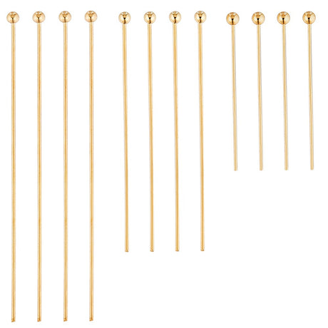 Perlestave Med Rundt Hoved - 3 Længder, 18K Langtidsholdbar Forgyldt, 180 stk - Uniq Perler - 115796