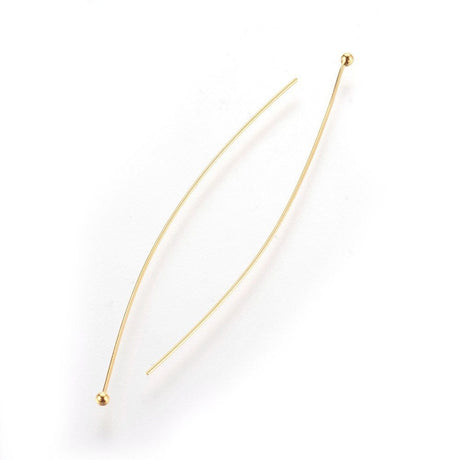 Perlestave Med Rundt Hoved – Forgyldt (50x0,5mm), 25 Stk - Uniq Perler - 906718