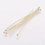 Perlestave Med Rundt Hoved – Langtidsholdbar Forgyldt (61x0,6mm) 25 Stk - Uniq Perler - 115798