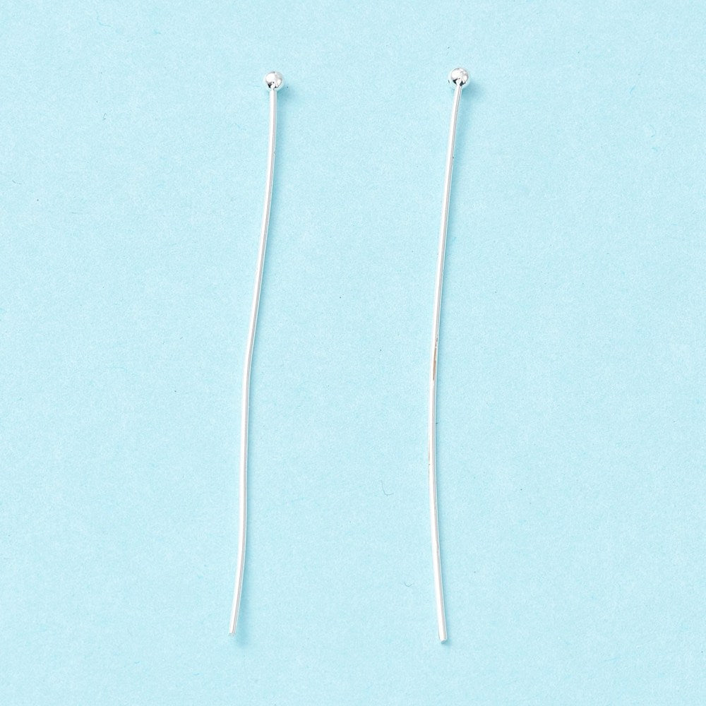 Head Pins with Round Head – Long-lasting Silver-plated Brass (50mm)