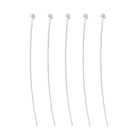 Perlestave Med Rundt Hoved – Platin (50x0,6mm), 25 Stk - Uniq Perler - 975641