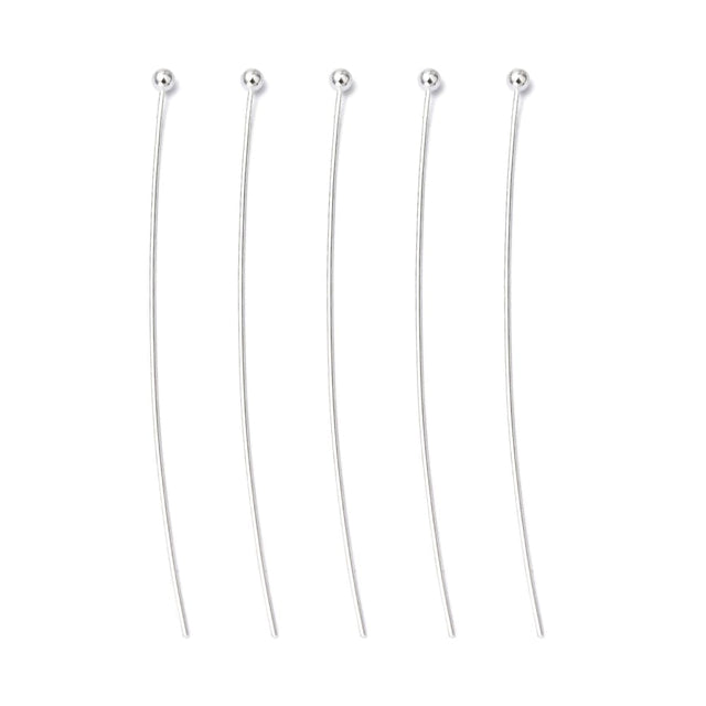 Perlestave Med Rundt Hoved – Platin (50x0,6mm), 25 Stk - Uniq Perler - 975641