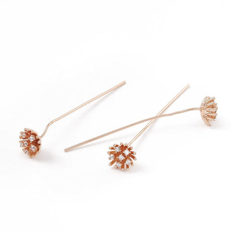 Perlestave Med Zirkonia Blomst - Forgyldt (55x0,7mm) 2 Stk - Uniq Perler - 115794