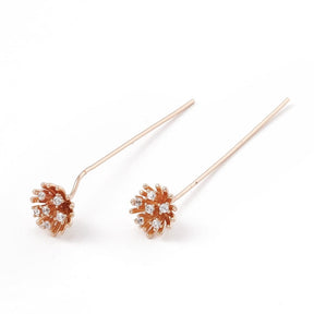 Stifte Mit Zirkonia Blume - Vergoldet (55x0,7mm) 2 Stk - Uniq Perler - 115794