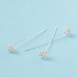 Perlestave Med Zirkonia Blomst - Forsølvet (55x0,7mm) 2 Stk - Uniq Perler - 115795