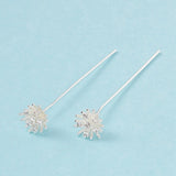 Perlestave Med Zirkonia Blomst - Forsølvet (55x0,7mm) 2 Stk - Uniq Perler - 115795