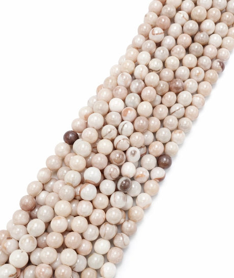 Persian Jade Med Perlemor Skær - Floral White (8mm) - Uniq Perler - 114304
