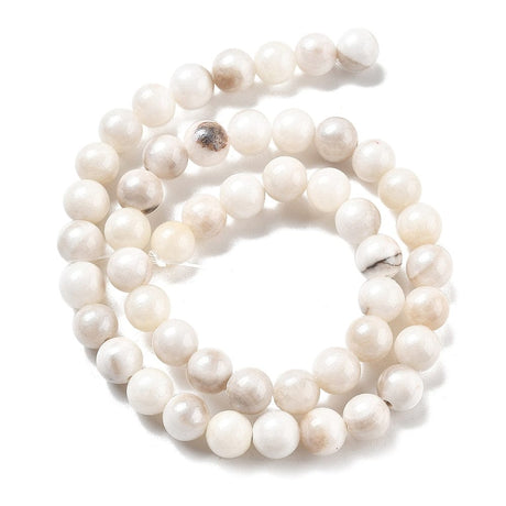 Persian Jade Med Perlemor Skær - Floral White (8mm) - Uniq Perler - 114304