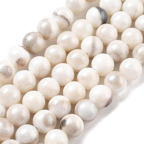 Persian Jade Med Perlemor Skær - Floral White (8mm) - Uniq Perler - 114304