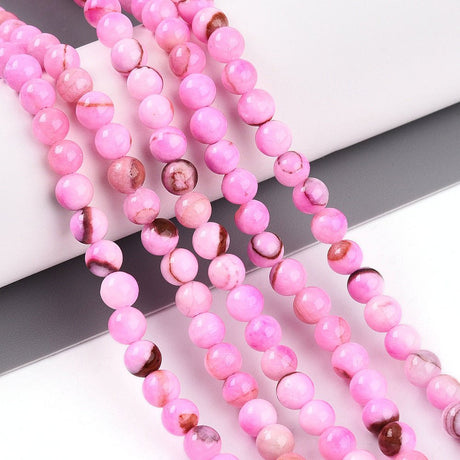 Persisk Jade Perler – Pink, Runde (4~5mm) - Uniq Perler - 124417