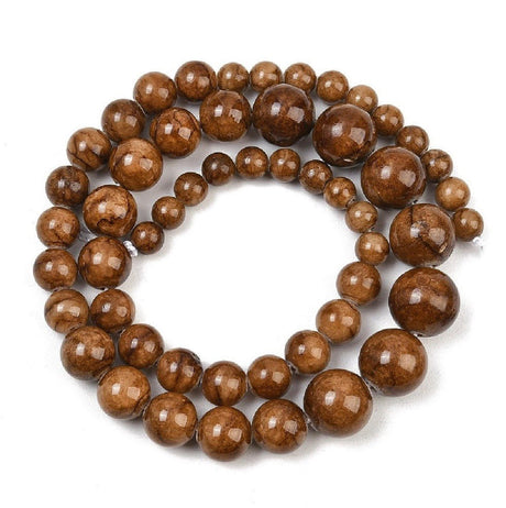 Persisk Jade Perler – Runde, Gradueret-Brun (6~12mm) - Uniq Perler - 124816