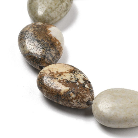 Picture Jaspis - Flad Dråbeform (13x18x6mm) 2 stk - Uniq Perler - 