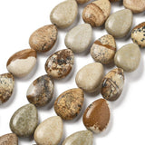 Picture Jaspis - Flad Dråbeform (13x18x6mm) 2 stk - Uniq Perler - 