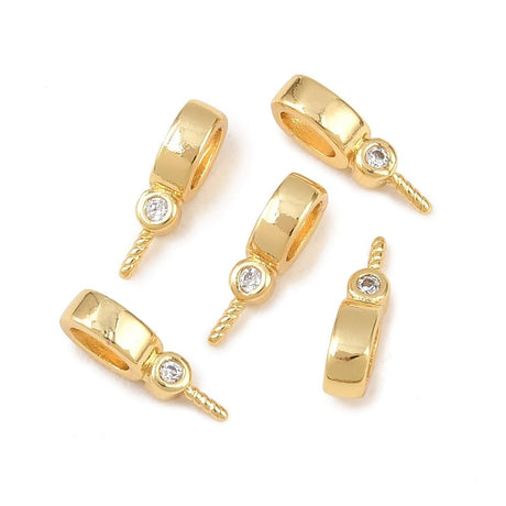 Pinch Bail med Zirkonia - 18K Guldbelagt Messing (10mm, 2 stk) - Uniq Perler - 117311