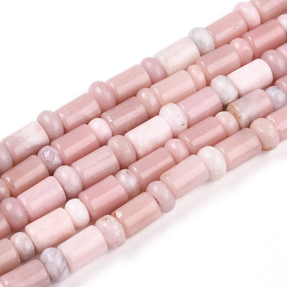 Pink Opal Perler - Rosa, Rør og Rondel (8,5x6mm og 5,5x4mm) - Uniq Perler - 155213