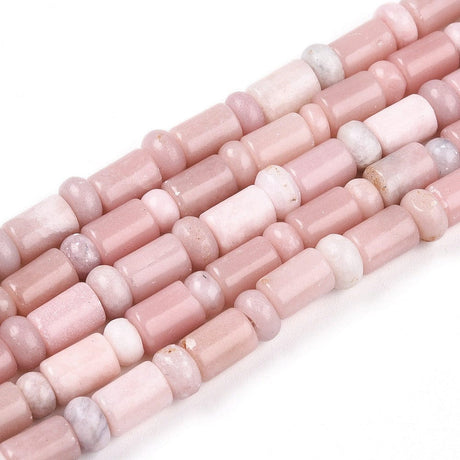 Pink Opal Perler - Rosa, Rør og Rondel (8,5x6mm og 5,5x4mm) - Uniq Perler - 155213