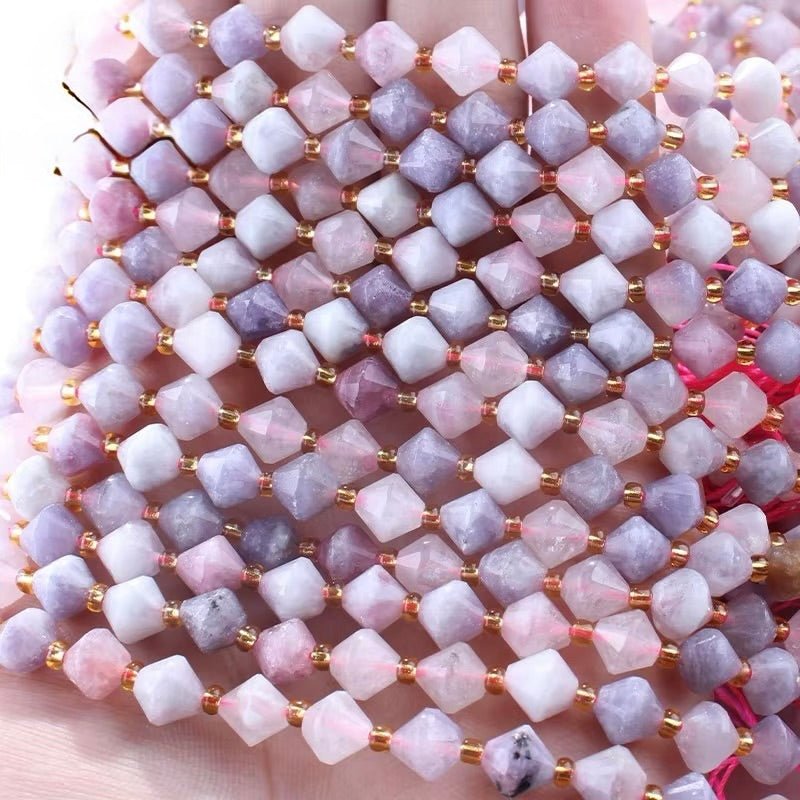 Pink Turmalin Perler – Bicone Natursten (8mm) - Uniq Perler - 125581
