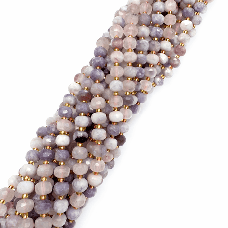 Pink Turmalin Perler – Facetteret Rondel (6x8mm) - Uniq Perler - 118163