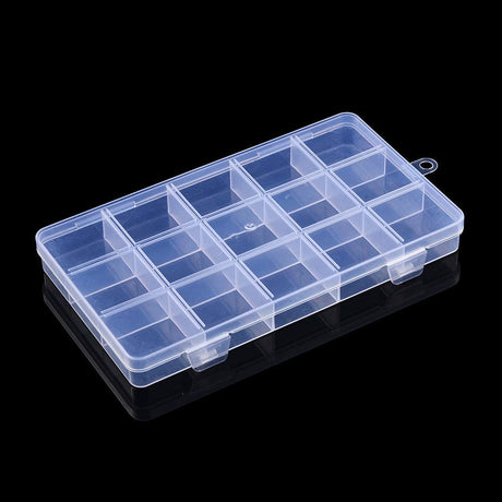 Plast Opbevaringskasse Med 15 Rum, (17x10x2mm) - Uniq Perler - 146121