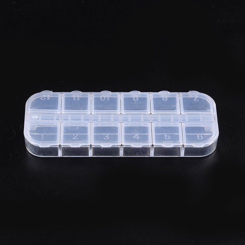 Plastkasse med inndeling - 12 Rom. Klar (13x5x1,5 cm) - Uniq Perler - 421840