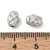 Platinbelagt Messing Perler Med Zirkonia – Hamrede, Ovale (6x7,5x6mm) 2 stk. - Uniq Perler - 125018