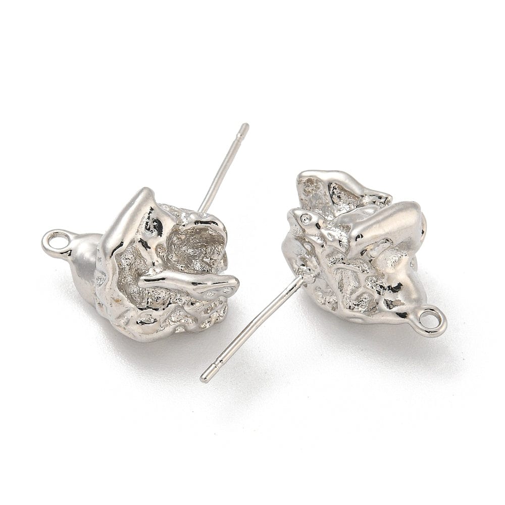 Platinbelagte Messing Ørestikker – (17x12.5mm) - Uniq Perler - 113679