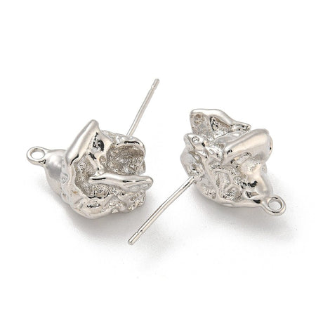 Platinbelagte Messing Ørestikker – (17x12.5mm) - Uniq Perler - 113679