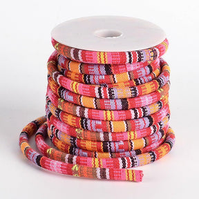 Polyester Snor Med Boheme Mønster – Farve Mix (7x5mm), 1 meter - Uniq Perler - 126209