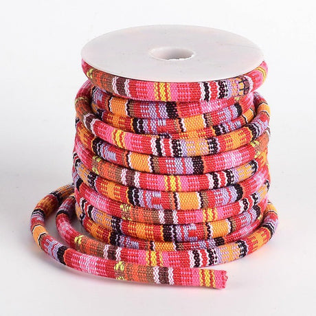 Polyester Snor Med Boheme Mønster – Farve Mix (7x5mm), 1 meter - Uniq Perler - 126209