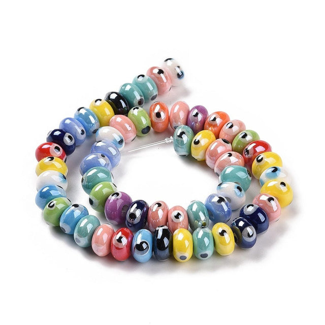 Porcelæn Evil Eye Perler - Farve Mix (5x8,5mm) - Uniq Perler - 115319