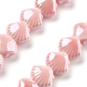 Porzellan Muschelperlen - Pink (12x10mm) 4 Stück - Uniq Perler - 115728