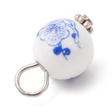 Porcelæns vedhæng Med Blomsterprint – Mix Farver (17,5x10,5mm), 10 Stk - Uniq Perler - 115515