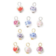 Porcelæns vedhæng Med Blomsterprint – Mix Farver (17,5x10,5mm), 10 Stk - Uniq Perler - 115515