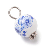 Porcelæns vedhæng Med Blomsterprint – Mix Farver (17,5x10,5mm), 10 Stk - Uniq Perler - 115515