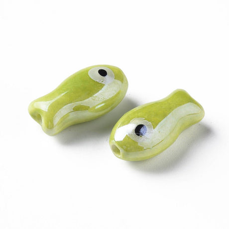 Porcelænsperler – Fisk, Håndmalede, Farve Mix (19,5x10x8mm) 8 stk. - Uniq Perler - 122779