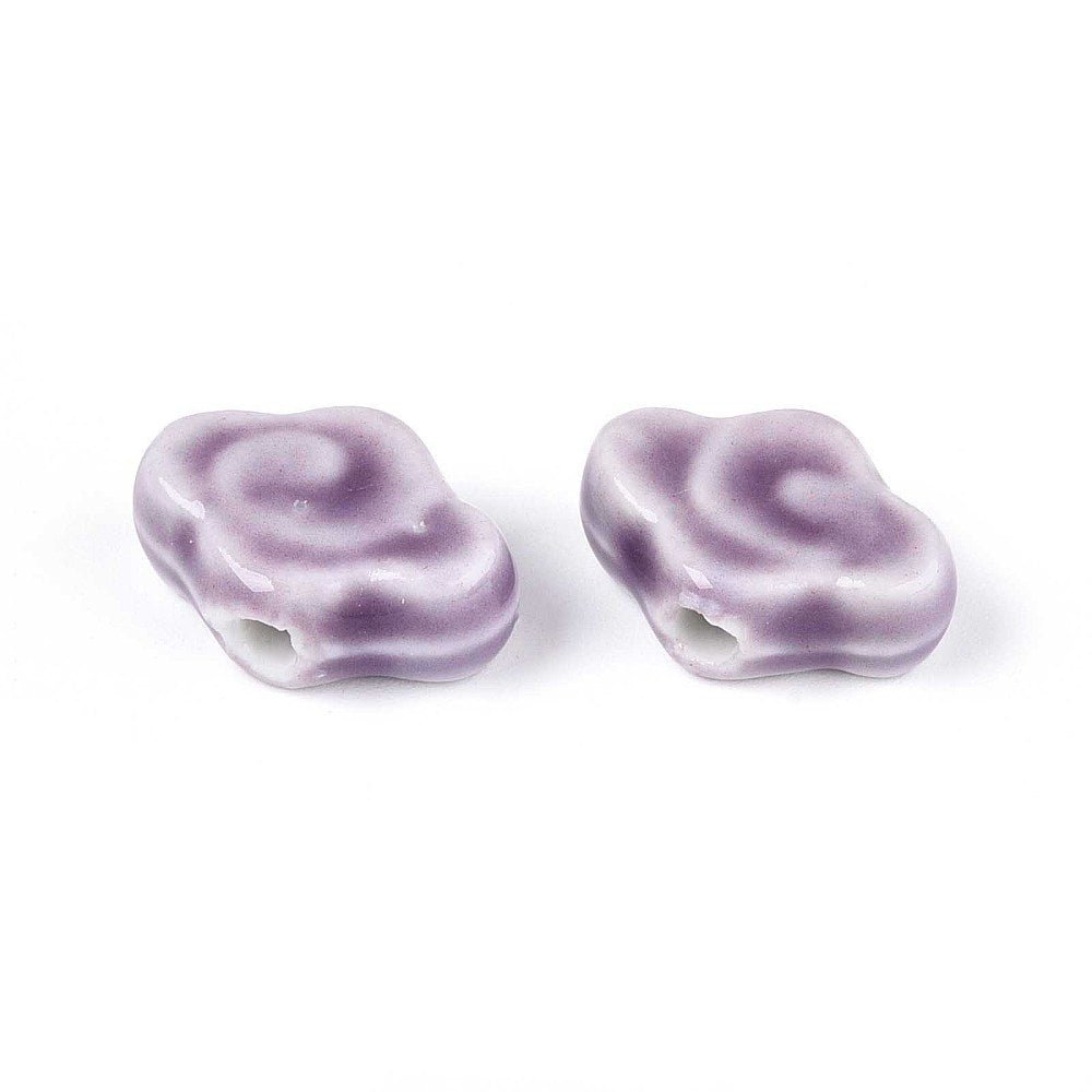Porcelænsperler - Glaseret, Lys Lilla (10~12x16x6~6,5mm) 4 stk. - Uniq Perler - 122768
