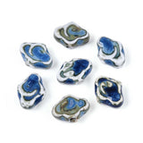 Porcelænsperler –Glaseret, Marineblå (10~12x16x6~6,5mm) 4 stk. - Uniq Perler - 122769