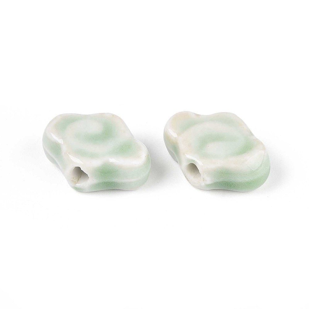 Porcelænsperler – Glaseret, Mørkegrøn (10 - 12x16x6mm) 4 stk. - Uniq Perler - 122755