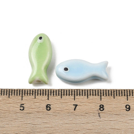 Porcelænsperler – Håndlavede Fisk (9x20x6mm) 8 stk. - Uniq Perler - 