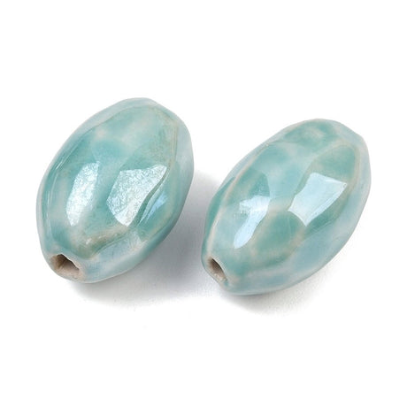 Porcelænsperler – Ovale(24mm, Grøn, 2 stk.) - Uniq Perler - 120252