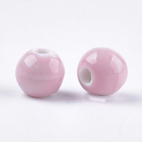 Porcelænsperler, Rosa, 7,5 - 8mm, (20 Stk) - Uniq Perler - 29483