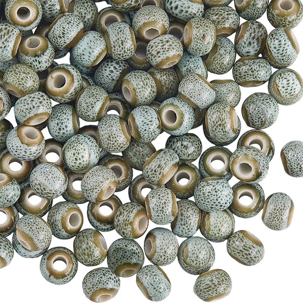 Porcelænsperler – Runde Håndlavede Azure (6~7x5~6mm)120 stk. - Uniq Perler - 