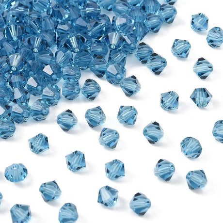 Preciosa Bicone Krystal Perler – Malibu Blue, Rondel (4mm) 8 stk. - Uniq Perler - 123077