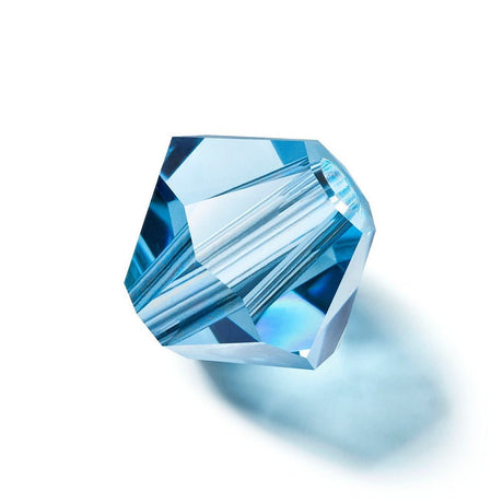 Preciosa Bicone Krystal Perler – Malibu Blue, Rondel (4mm) 8 stk. - Uniq Perler - 123077
