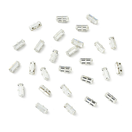 Preciosa Crystal Baguette Mellemleds Perler – Sølvbelagt Messing Med Crystal (7x3mm) - Uniq Perler - 123012