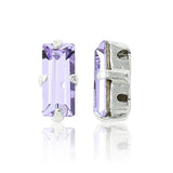 Preciosa Crystal Baguette Mellemleds Perler – Sølvbelagt Messing Med Violet (7x3mm) - Uniq Perler - 123005