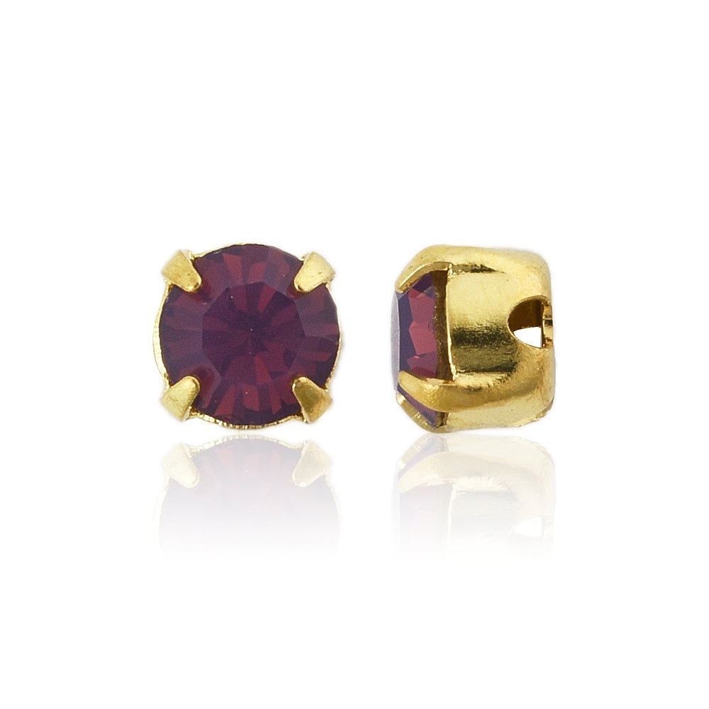Preciosa Crystal Chaton Med Fatning – Amethyst Opal, Forgyldt Messing (4,4~4,6mm) 6 stk. - Uniq Perler - 122963