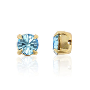 Preciosa Crystal Chaton Med Fatning – Aquamarine, Forgyldt Messing (4,4~4,6mm) 6 stk. - Uniq Perler - 122966