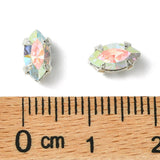 Preciosa Crystal Navette Mellemled – Crystal AB, Sølvbelagt Messing (8x4mm) - Uniq Perler - 122973