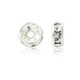 Preciosa Crystal Rondel Mellemleds Perler – Forsølvet Messing Med Chatons (4,5mm) 4 stk. - Uniq Perler - 124346